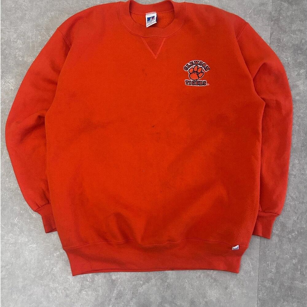 90s Vintage Clemson University Russell Orange Crewneck Size XL